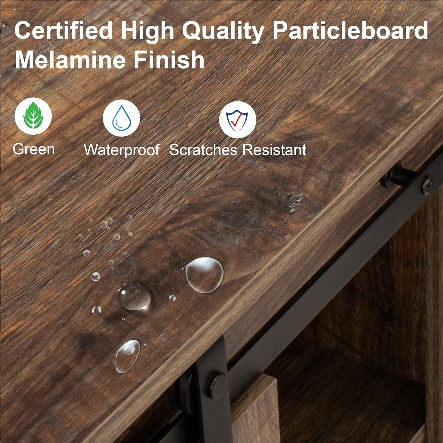 Farmhouse TV Stand Wood Sliding Barn Doors Entertainment Center, Modern TV Stand for 60 Inch TV, Television Stands with Adjustable Shelves Living Room TV Console, Rustic