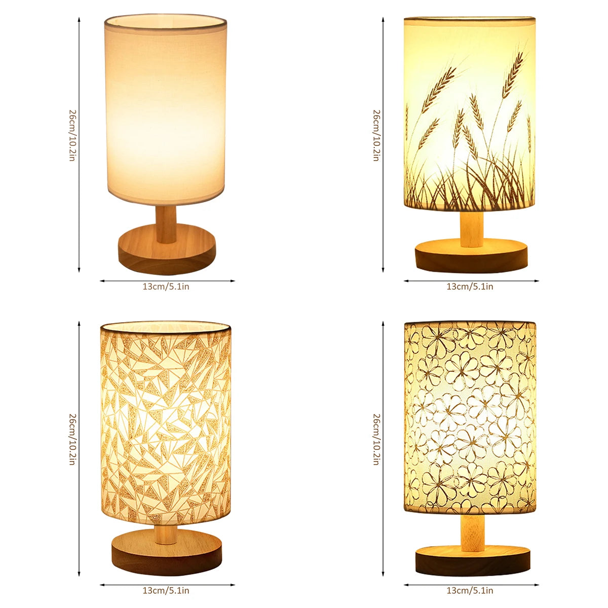 New Linen Table Lamp Touch Control LED Linen Night Lamp W/Warm White Light Linen Nightstand Lamp USB Powered Wooden beside Lamp