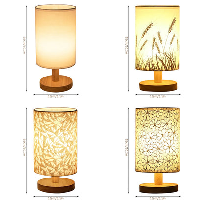 New Linen Table Lamp Touch Control LED Linen Night Lamp W/Warm White Light Linen Nightstand Lamp USB Powered Wooden beside Lamp