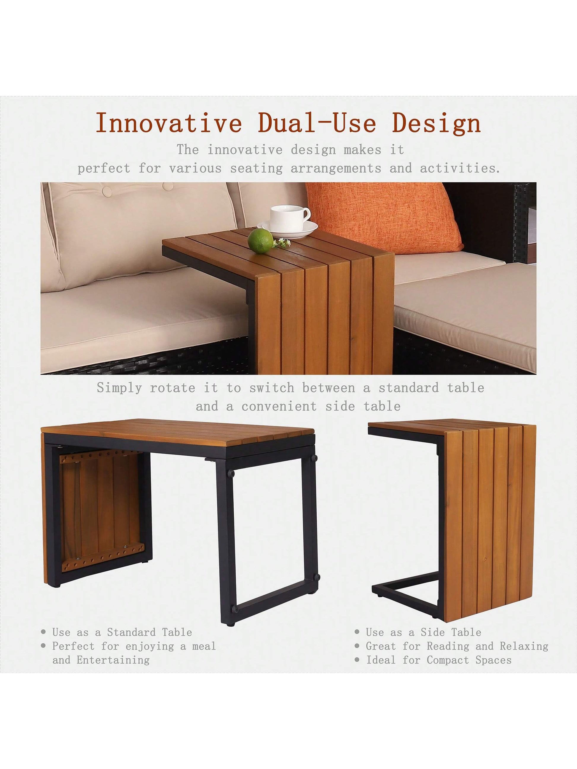 Patio Furniture Sectional Sofa Set – 3 Piece All Weather Black Resin Wicker Outdoor Conversation Set Beige Washable Cushions & Coffee Table | Garden | Backyard | Pool