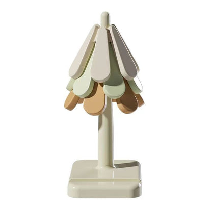 4Pcs Silicone Mat Dishes Insulation Pad Tree Shape Trivet Set Coaster for Teapot Hot Pots Halloween Placemats Table Gift Kitchen Gadgets