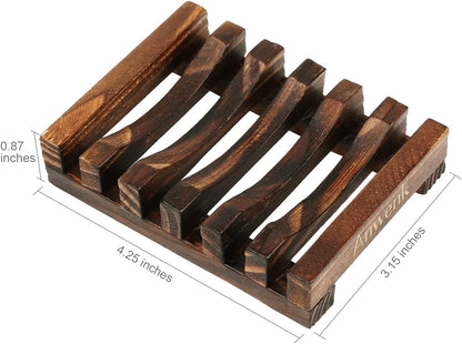 Wooden Soap Dish Soap Saver Holder Soap Tray for Bathroom Shower Rectangular Sink Drainer Hand Craft for Soap,Sponges and More (1Pack)