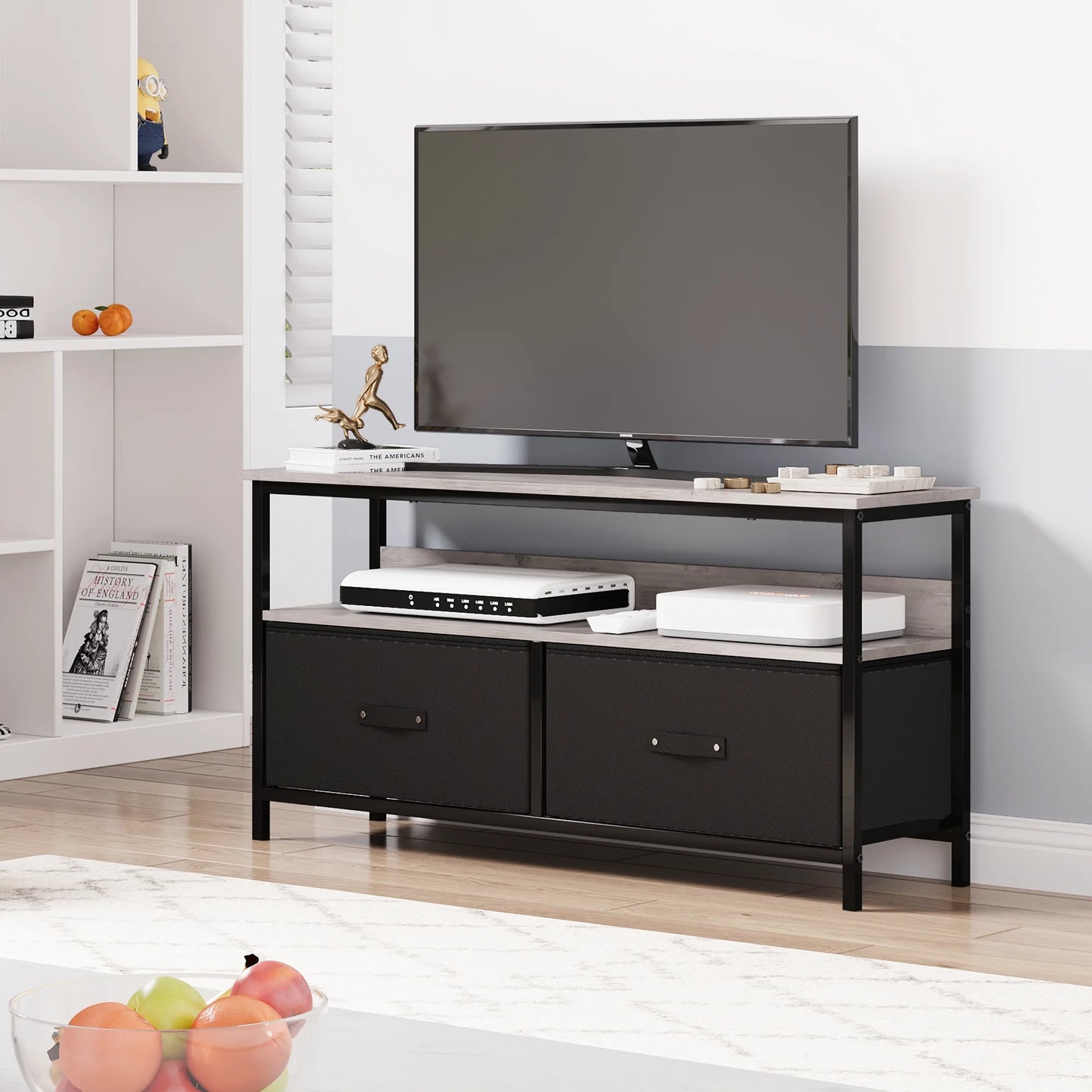 Dresser TV Stand 3-Drawers , 55 Inch TV Stand for Bedroom Small TV Stand Dresser with Drawers and Shelves,Tv & Media Console Table Furniture