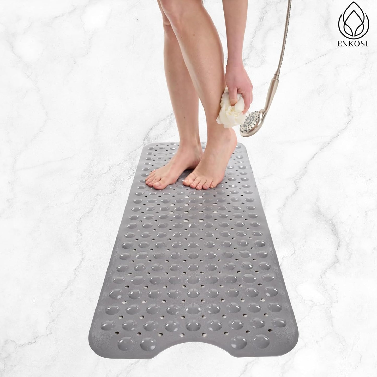 Bath Mat - Large Non Slip Bathtub & Shower Mat - Extra Long 40 X 16 Inch Bathroom Mats for Tub Nonslip anti Slip Bathmats (40X16 Grey)