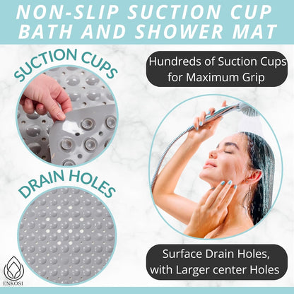 Bath Mat - Large Non Slip Bathtub & Shower Mat - Extra Long 40 X 16 Inch Bathroom Mats for Tub Nonslip anti Slip Bathmats (40X16 Grey)