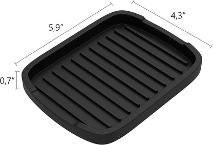 Silicone Sponge Holder -Soap Tray - 5.9" X 4.33" Set -2Pcs (Black)
