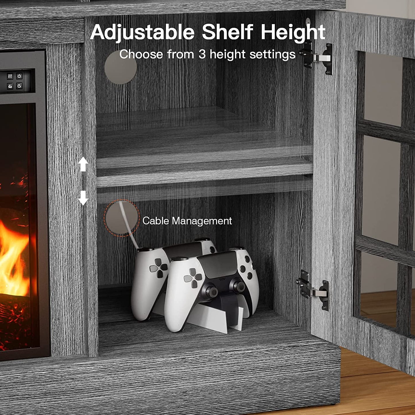 Electric Fireplace TV Stand for 75″ Tvs Fireplace Entertainment Center TV Console Table with 23″ Fireplace, Holds up to 200 Lbs