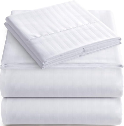 Full Sheet Set - 4-Piece Striped Full Size Bed Sheets - Soft & Cooling Deep Pocket Full Bed Sheet Set - Wrinkle-Free Microfiber Bedding with 1 Fitted Sheet, 1 Flat Sheet, 2 Pillowcases