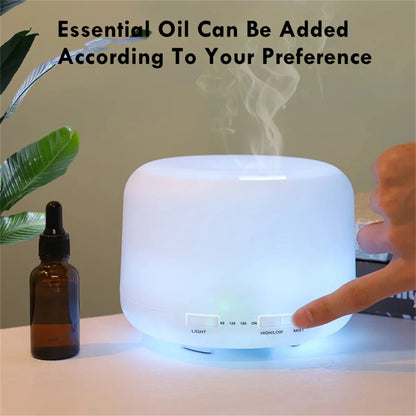 500ML Air Humidifier Essential Oil Diffuser Aroma Diffuser with Colorful Night Lights USB Humidifier Mini-Size Humidifier
