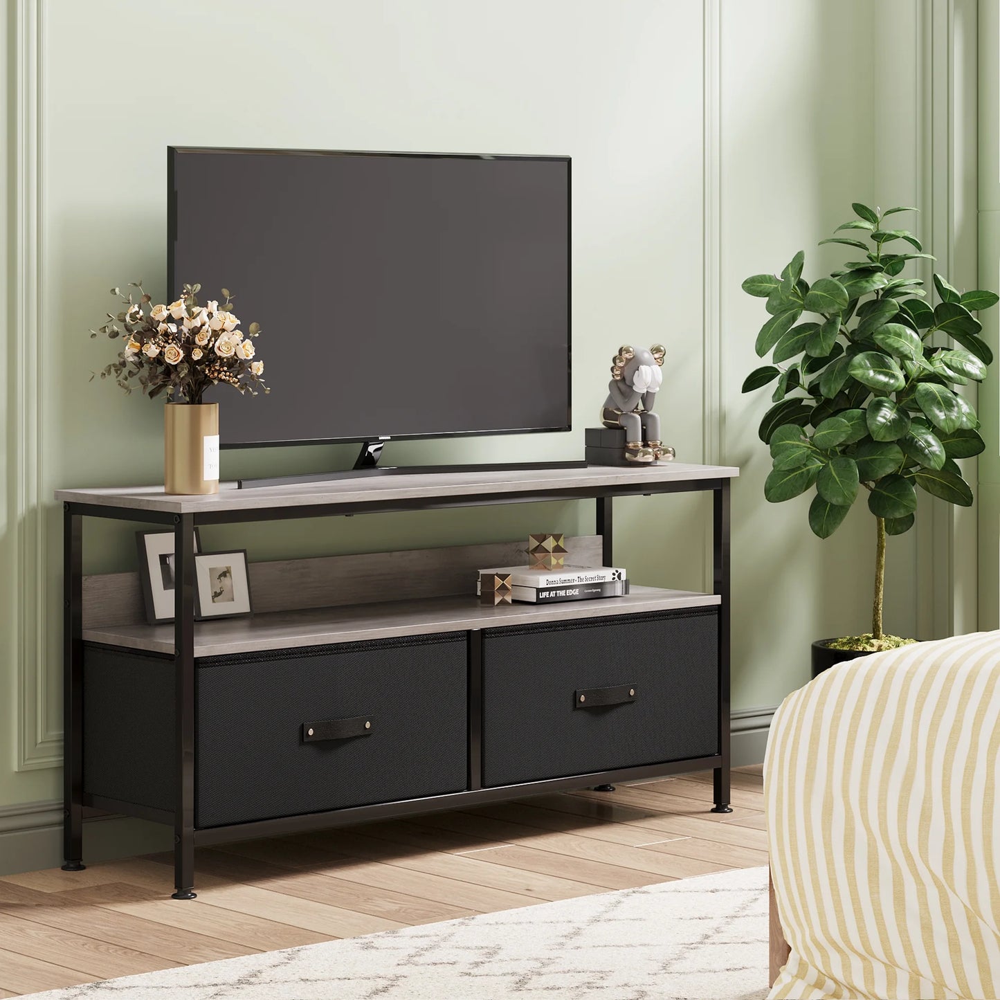 Dresser TV Stand 3-Drawers , 55 Inch TV Stand for Bedroom Small TV Stand Dresser with Drawers and Shelves,Tv & Media Console Table Furniture