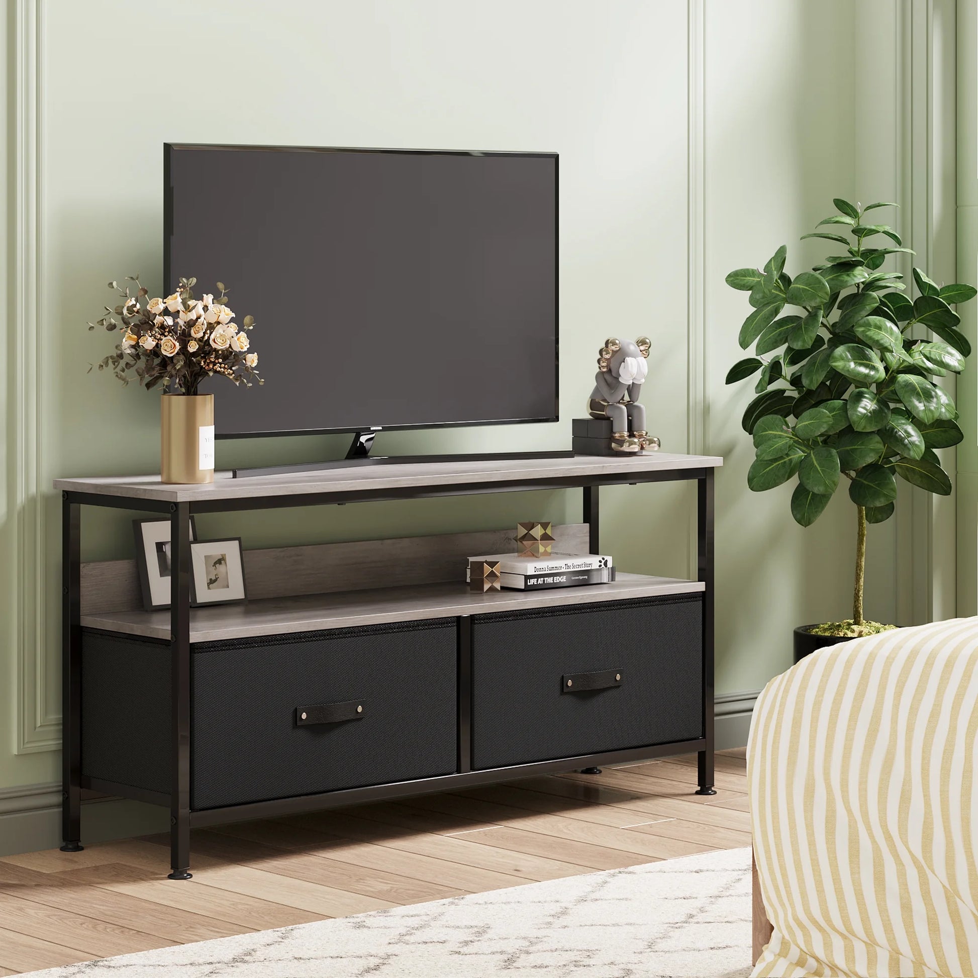 Dresser TV Stand 3-Drawers , 55 Inch TV Stand for Bedroom Small TV Stand Dresser with Drawers and Shelves,Tv & Media Console Table Furniture