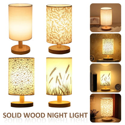 New Linen Table Lamp Touch Control LED Linen Night Lamp W/Warm White Light Linen Nightstand Lamp USB Powered Wooden beside Lamp
