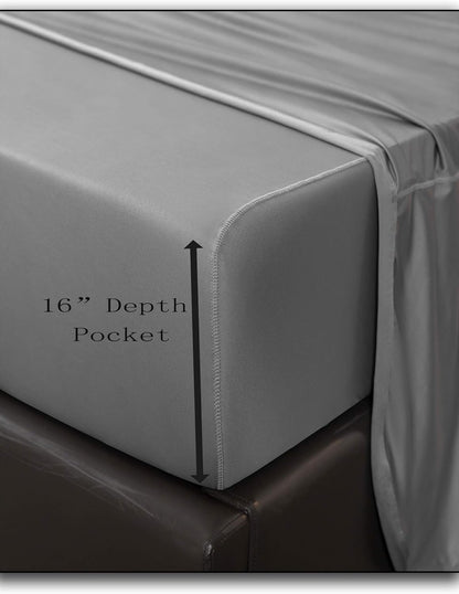 Premium Bed Sheet Set - 4 Piece Set - Hotel Luxury Bed Sheets - Extra Soft - Deep Pockets - Easy Fit - Breathable & Cooling - Wrinkle Free - Comfy (King, Gray)