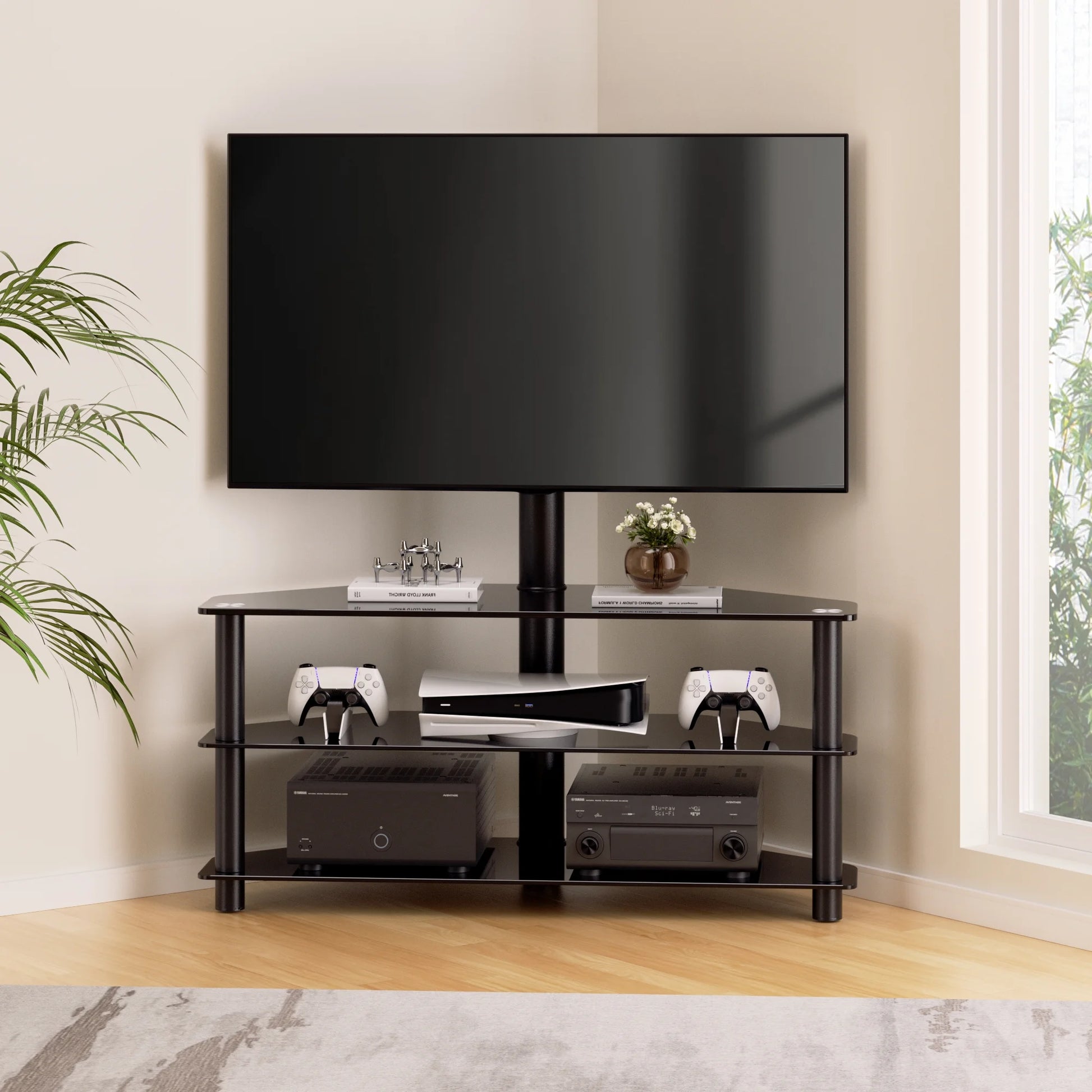 3-Tier Swivel Floor TV Stand with Mount for 32-65" TV