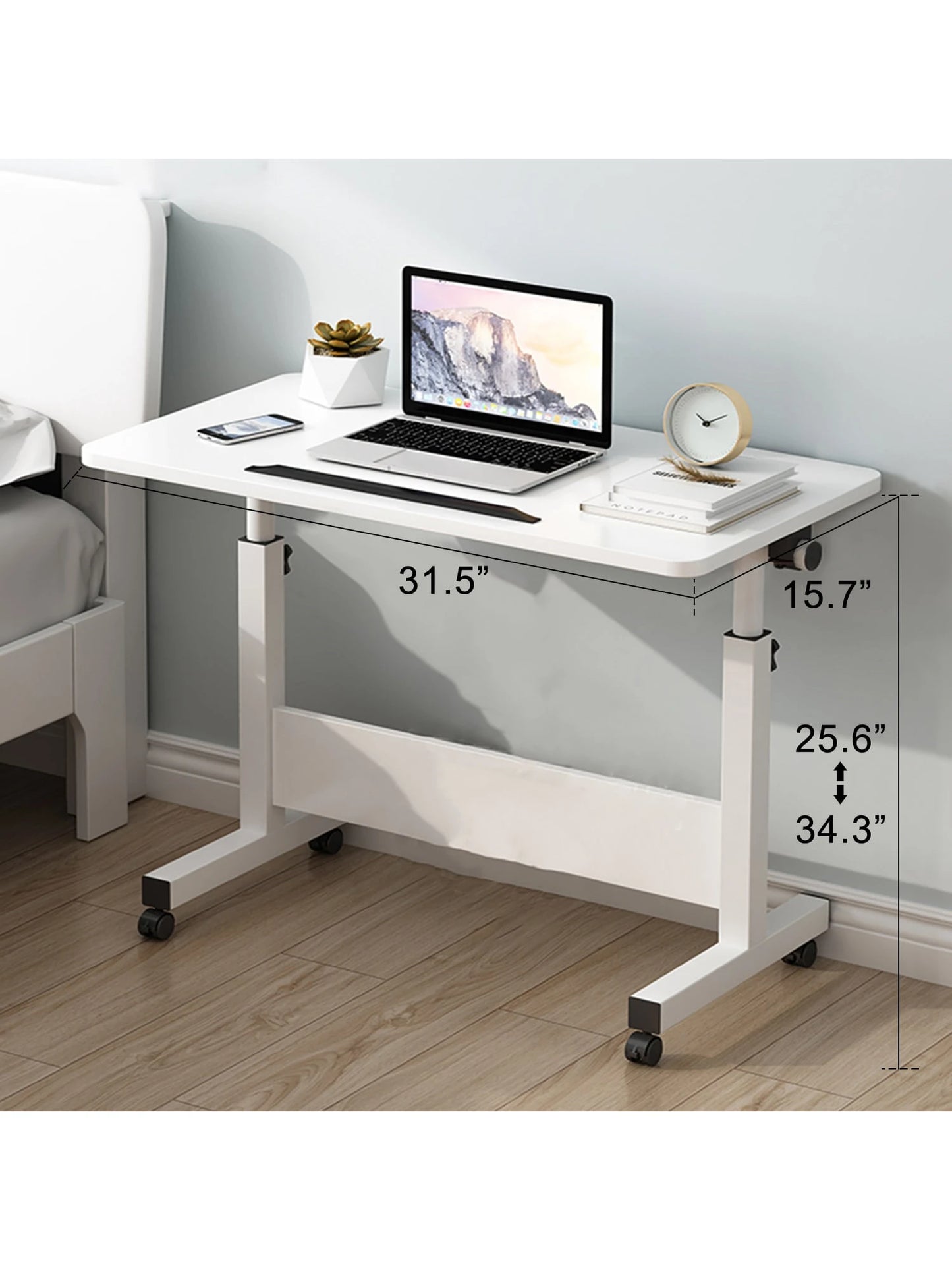 Rolling Desk Adjustable Height,Rolling Computer Cart,Portable Laptop Desk,Small Adjustable Home Office Desk,Rolling Laptop Desk,Small Portable Desk