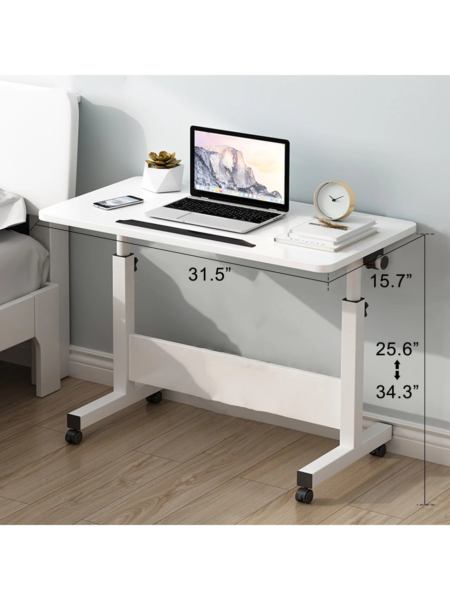 Rolling Desk Adjustable Height,Rolling Computer Cart,Portable Laptop Desk,Small Adjustable Home Office Desk,Rolling Laptop Desk,Small Portable Desk