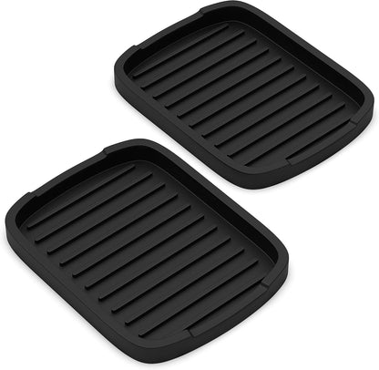 Silicone Sponge Holder -Soap Tray - 5.9" X 4.33" Set -2Pcs (Black)