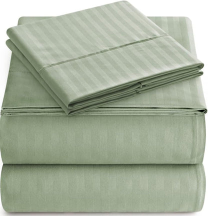 Full Sheet Set - 4-Piece Striped Full Size Bed Sheets - Soft & Cooling Deep Pocket Full Bed Sheet Set - Wrinkle-Free Microfiber Bedding with 1 Fitted Sheet, 1 Flat Sheet, 2 Pillowcases