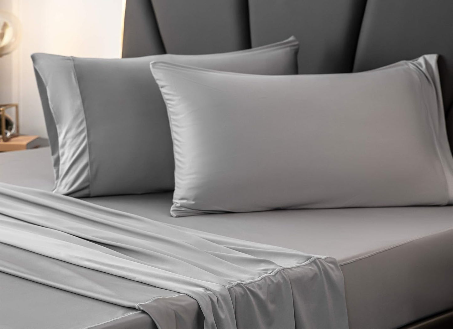 Premium Bed Sheet Set - 4 Piece Set - Hotel Luxury Bed Sheets - Extra Soft - Deep Pockets - Easy Fit - Breathable & Cooling - Wrinkle Free - Comfy (King, Gray)