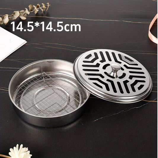 BuzzGuard™ Stainless Steel Mosquito Coil Holder – Covered Coil Burner Tray for Safe, Clean & Stylish Protection