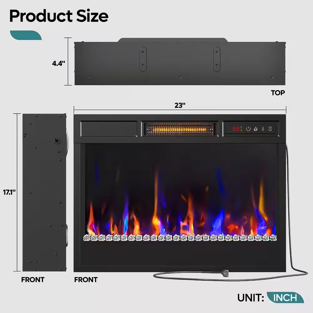 70.8 In. Black TV Stand with Fireplace Fits Tvs up to 75 In. LED Entertainment Center