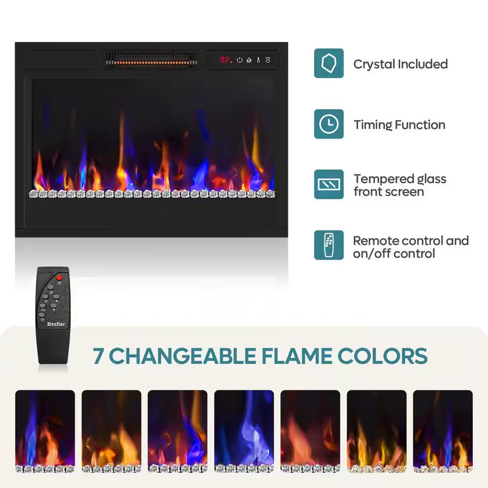 70.8 In. Black TV Stand with Fireplace Fits Tvs up to 75 In. LED Entertainment Center