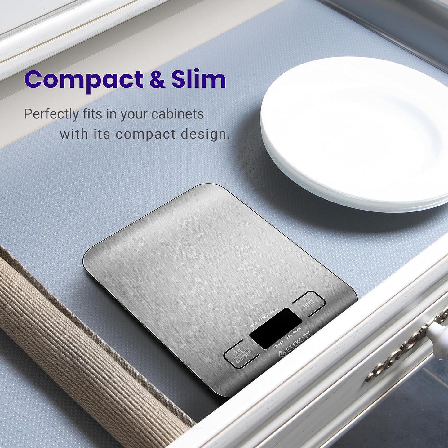 Food Kitchen Scale, Digital Grams and Ounces for Weight Loss, Baking, Cooking, Keto and Meal Prep, Medium, 304 Stainless Steel