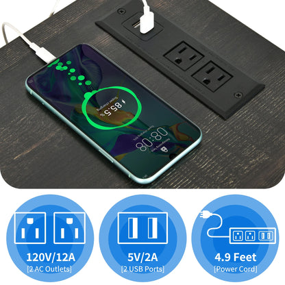 Farmhouse TV Stand up to 65 Inches W/Power Outlets, Entertainment Center Cabinet with Storage for Living Room, Rustic Oak