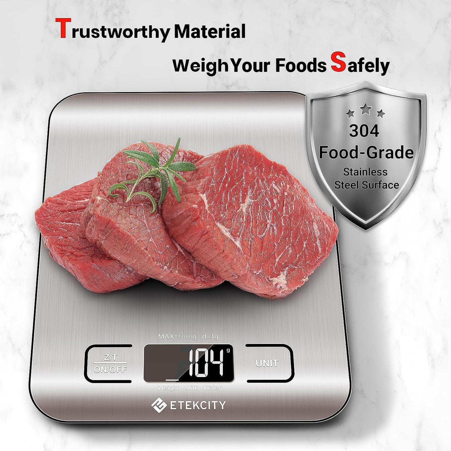 Food Kitchen Scale, Digital Grams and Ounces for Weight Loss, Baking, Cooking, Keto and Meal Prep, Medium, 304 Stainless Steel