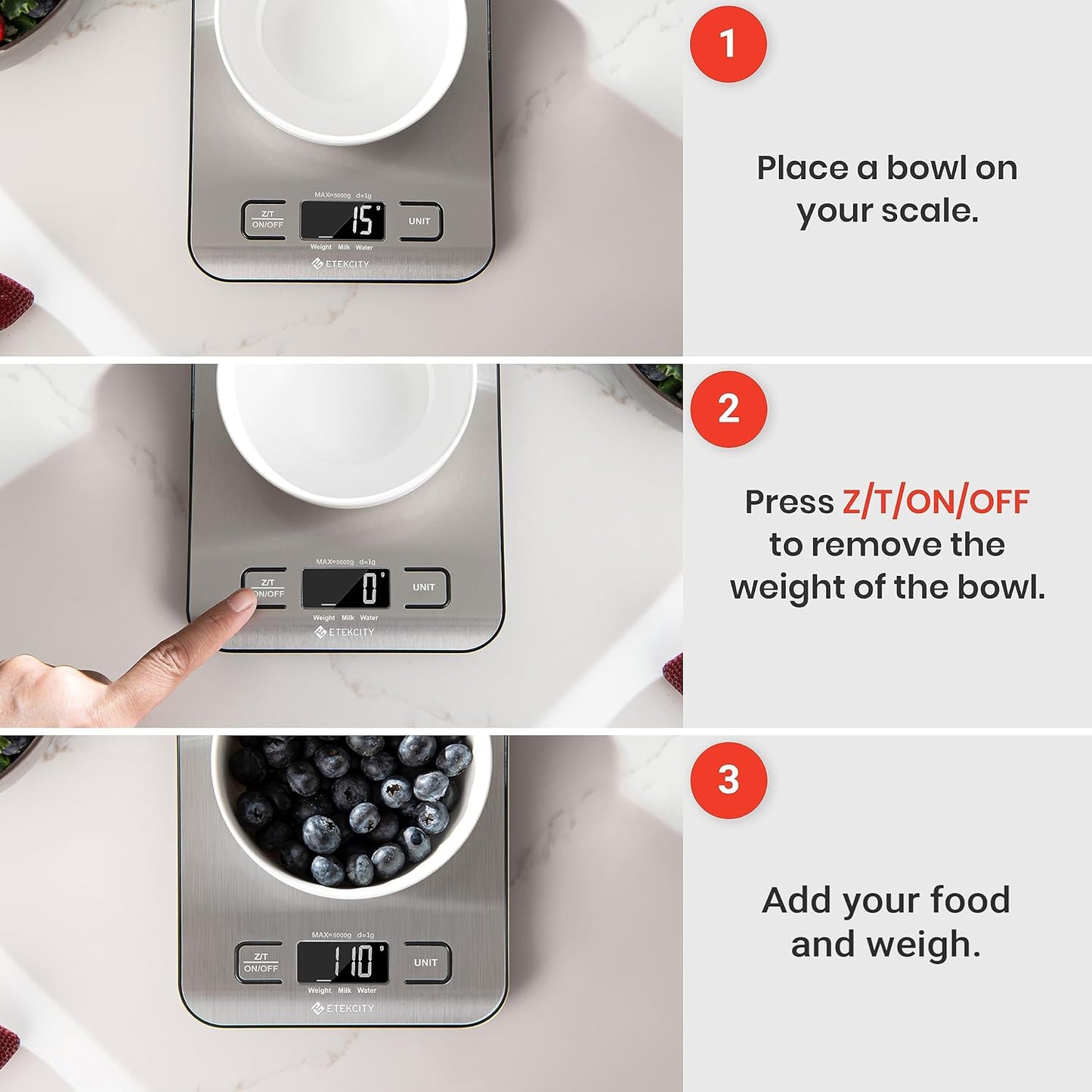 Food Kitchen Scale, Digital Grams and Ounces for Weight Loss, Baking, Cooking, Keto and Meal Prep, Medium, 304 Stainless Steel