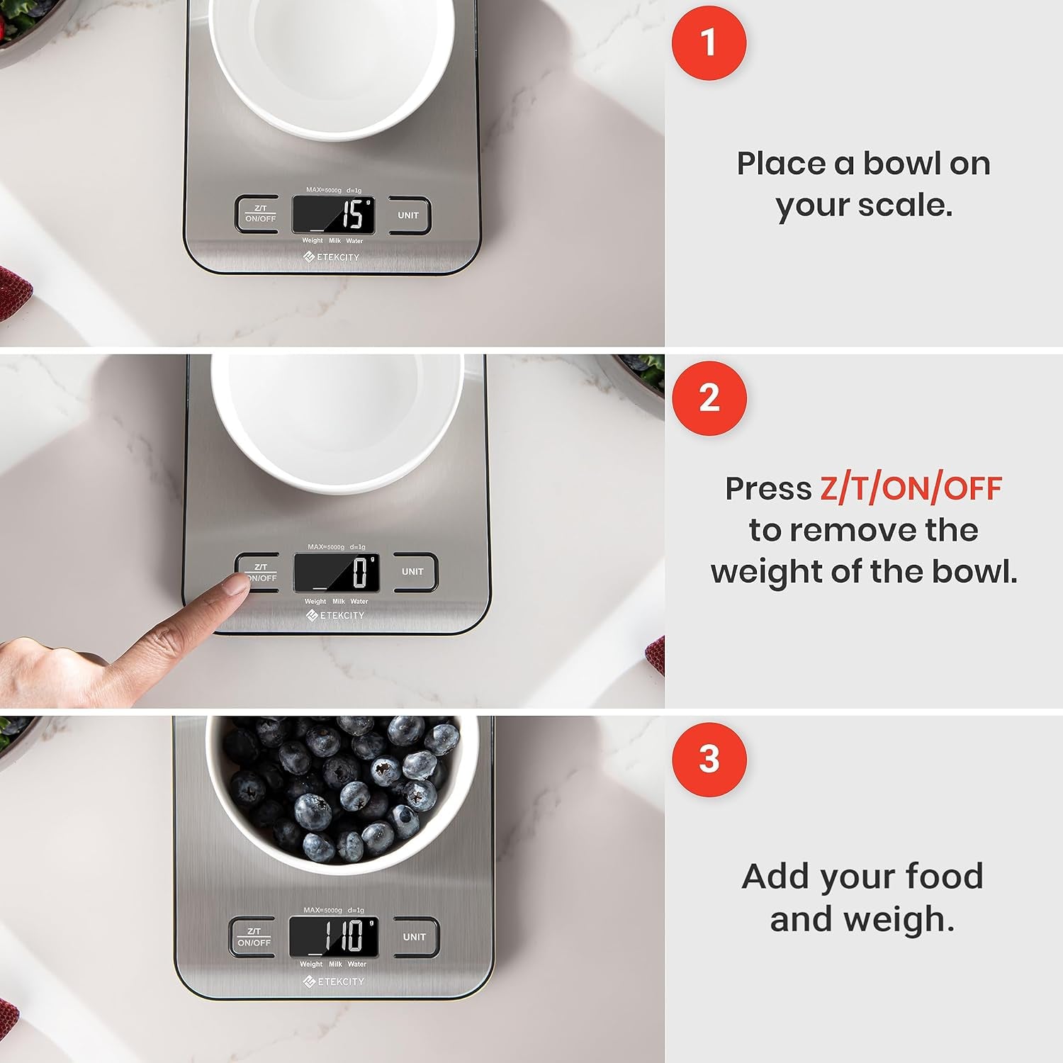 Food Kitchen Scale, Digital Grams and Ounces for Weight Loss, Baking, Cooking, Keto and Meal Prep, Medium, 304 Stainless Steel